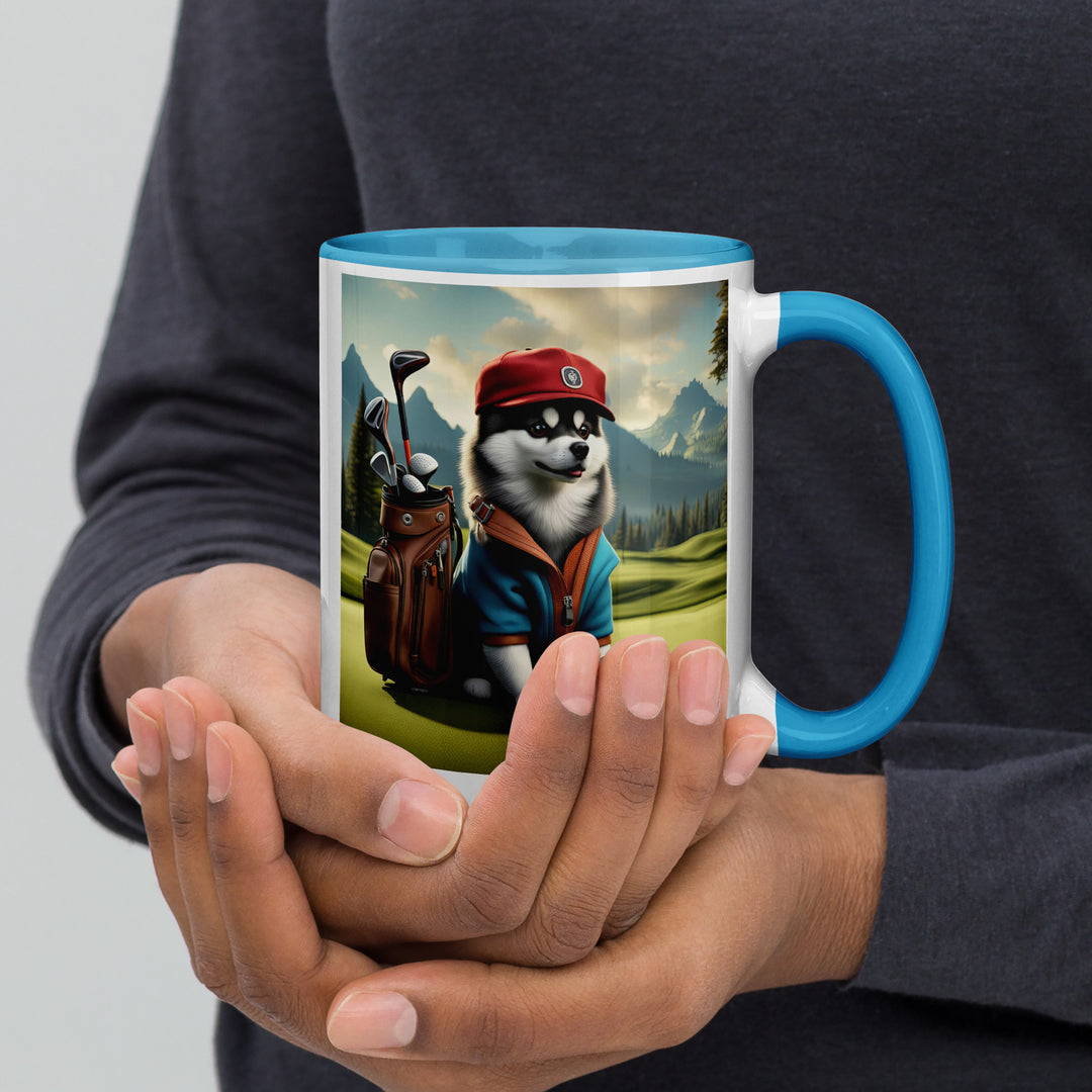 Pomsky Golfer- Mug with Color Inside v7