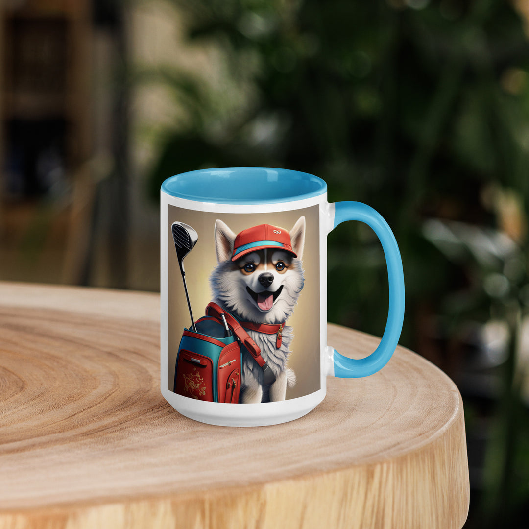 Pomsky Golfer- Mug with Color Inside v8