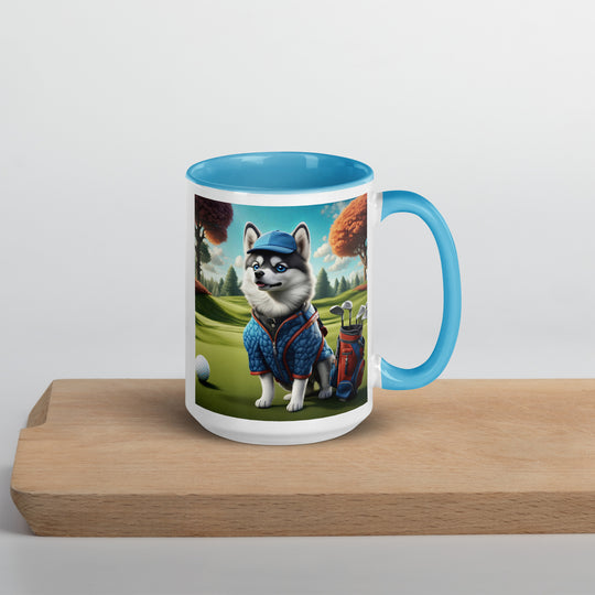 Pomsky Golfer- Mug with Color Inside v5