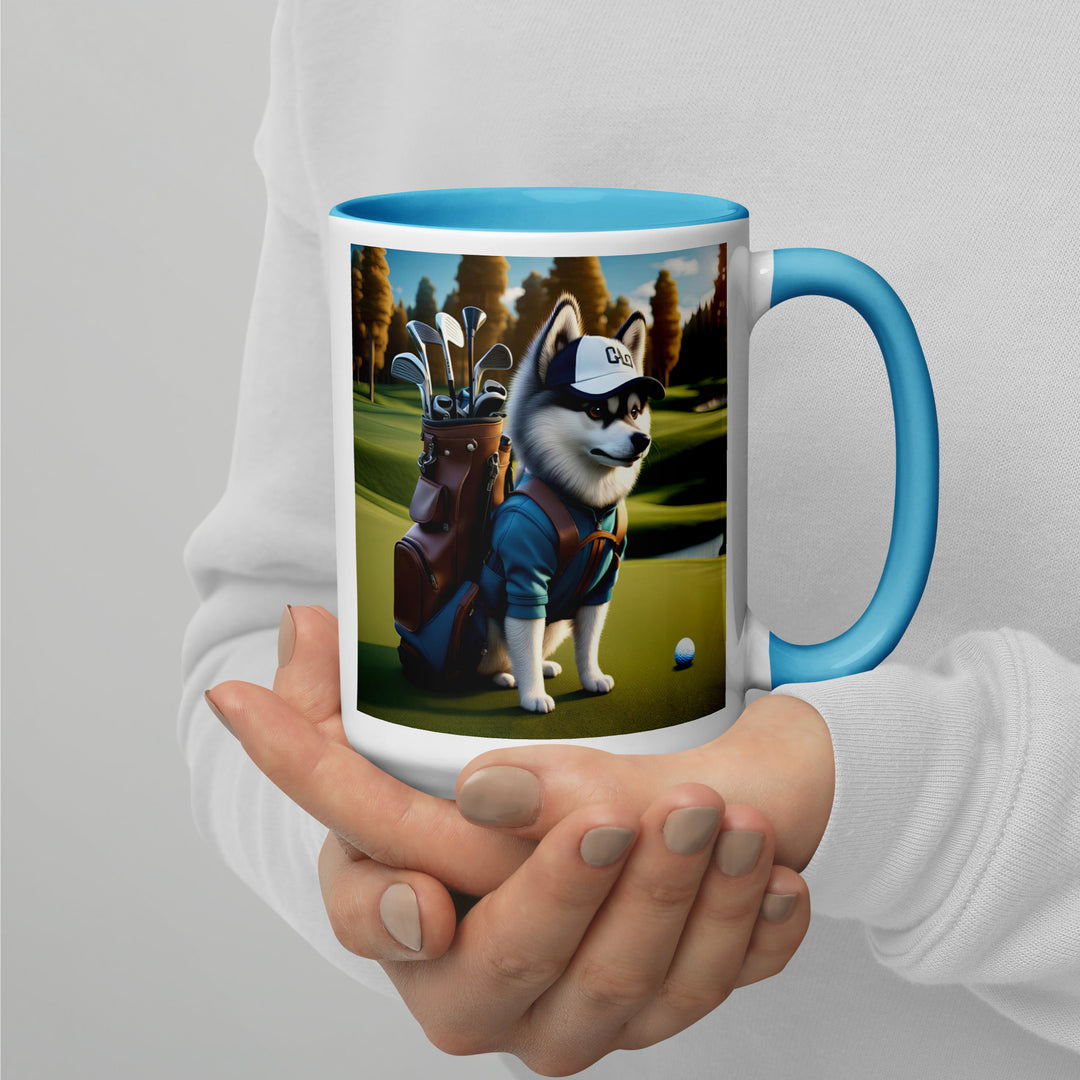 Pomsky Golfer- Mug with Color Inside v10