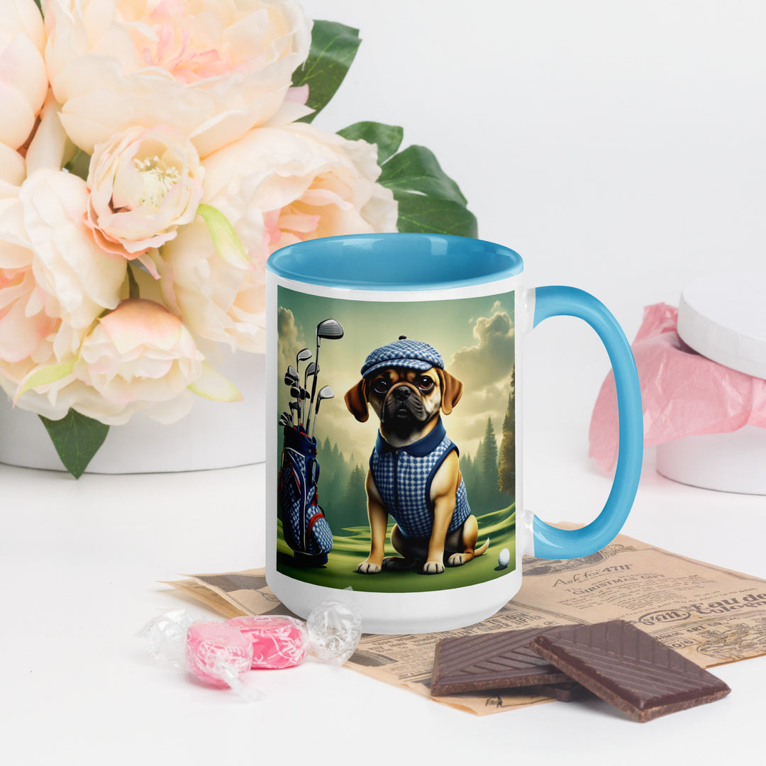 Puggle Golfer- Mug with Color Inside v7