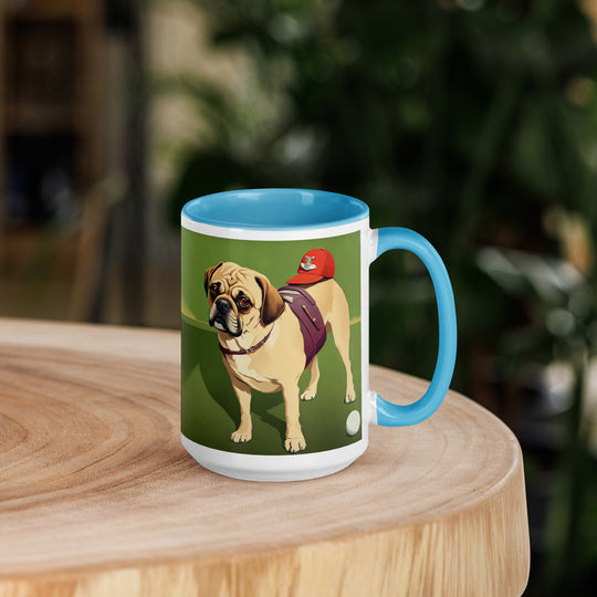 Puggle Golfer- Mug with Color Inside v11