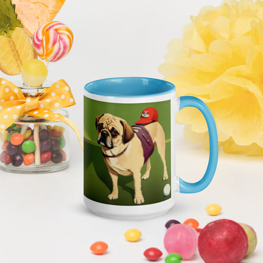 Puggle Golfer- Mug with Color Inside v12