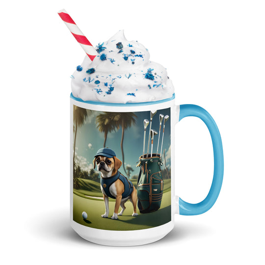 Puggle Golfer- Mug with Color Inside v13