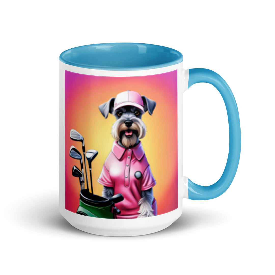 Miniature Schnauzer Golfer- Mug with Color Inside v4