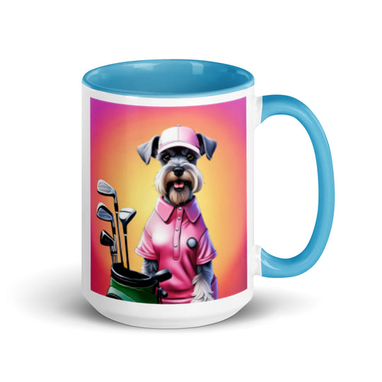 Miniature Schnauzer Golfer- Mug with Color Inside v4