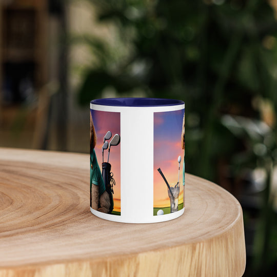 Goldendoodle Golfer- Mug with Color Inside v5