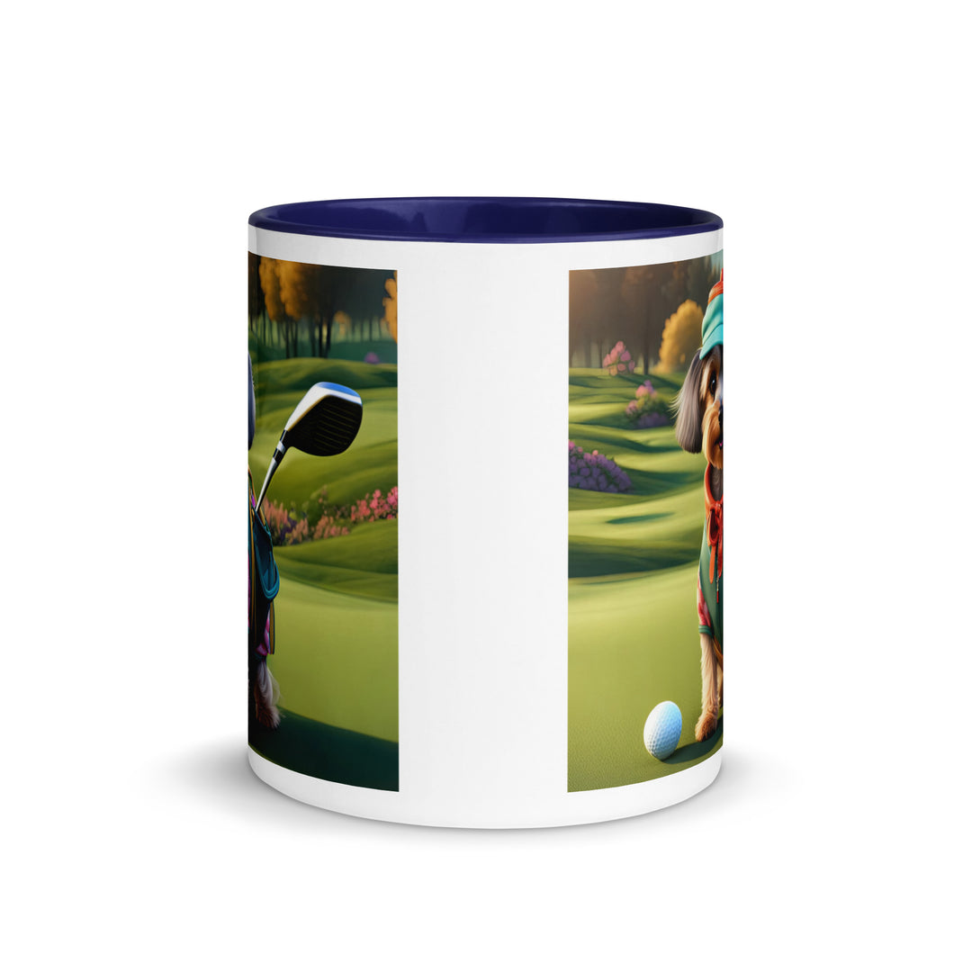 Yorkipoo Golfer- Mug with Color Inside v15