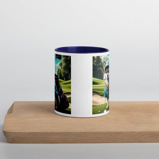 Pomsky Golfer- Mug with Color Inside