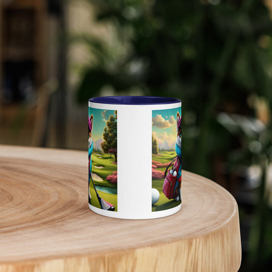 Pomsky Golfer- Mug with Color Inside v2