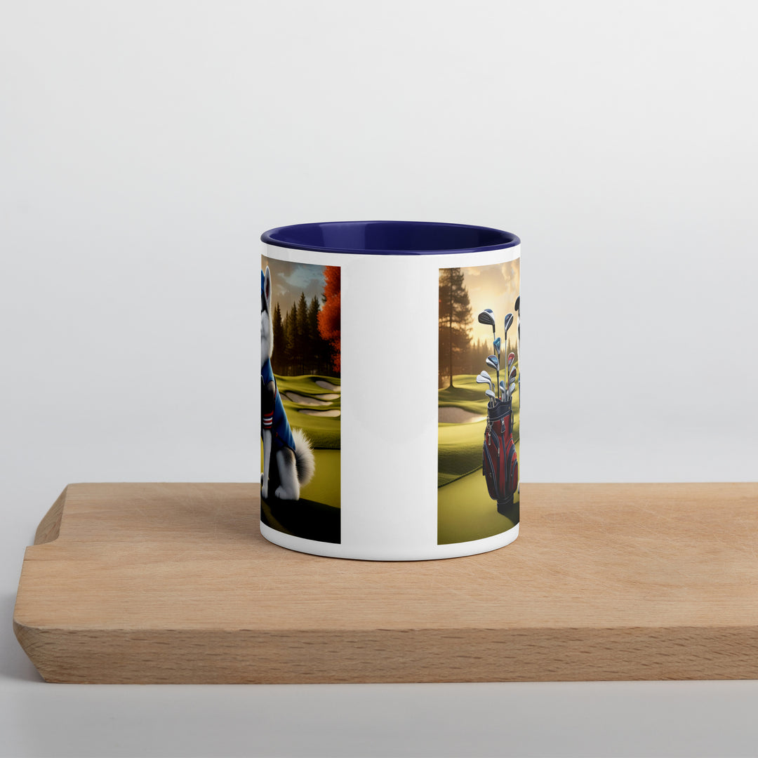 Pomsky Golfer- Mug with Color Inside v4