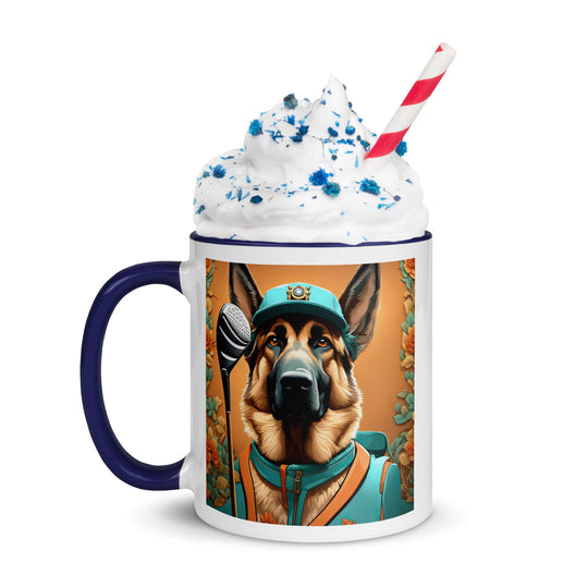 German Shepherd Golfer- Mug with Color Inside V2