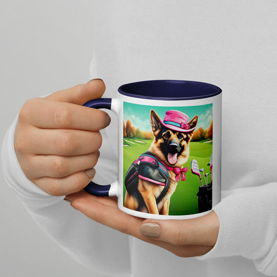 German Shepherd Golfer- Mug with Color Inside V3