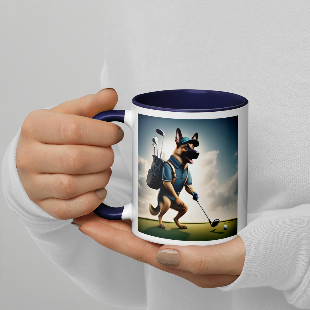 German Shepherd Golfer- Mug with Color Inside V6