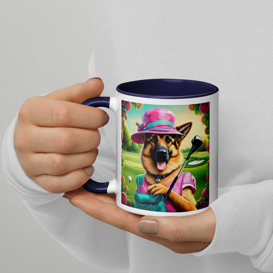 German Shepherd Golfer- Mug with Color Inside V9