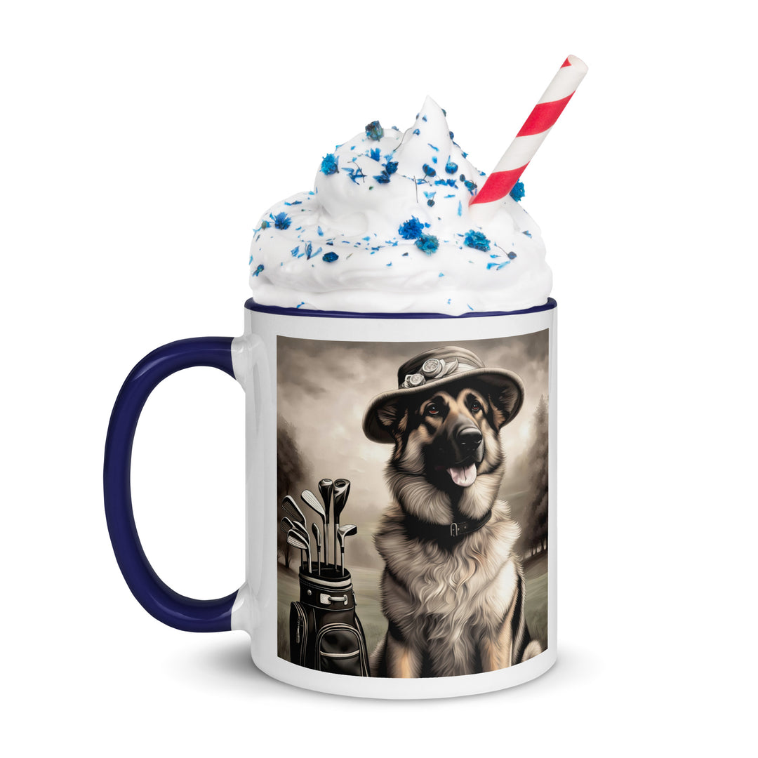 German Shepherd Golfer- Mug with Color Inside V10