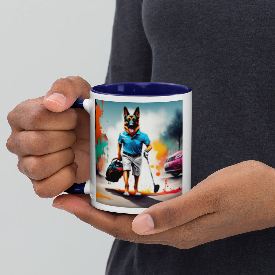 German Shepherd Golfer- Mug with Color Inside V12