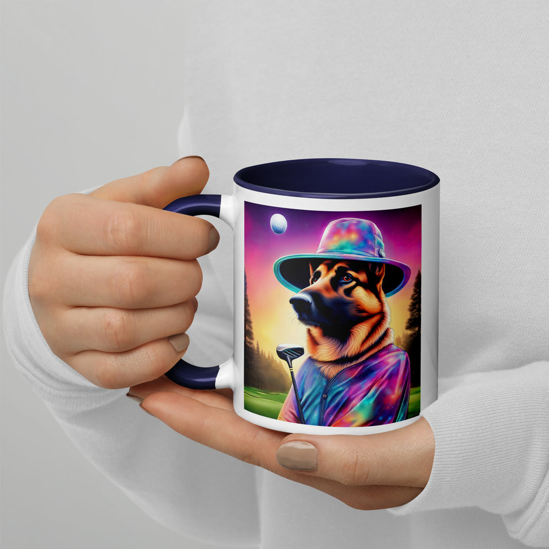 German Shepherd Golfer- Mug with Color Inside V13