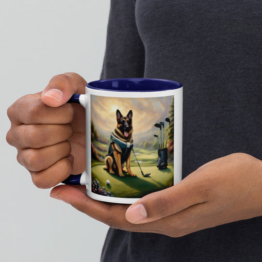 German Shepherd Golfer- Mug with Color Inside V15