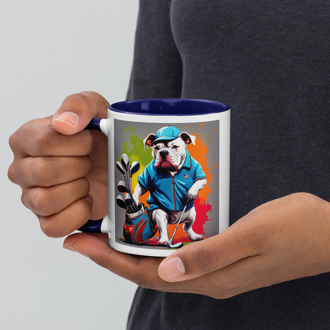 Bulldog Golfer- Mug with Color Inside V2