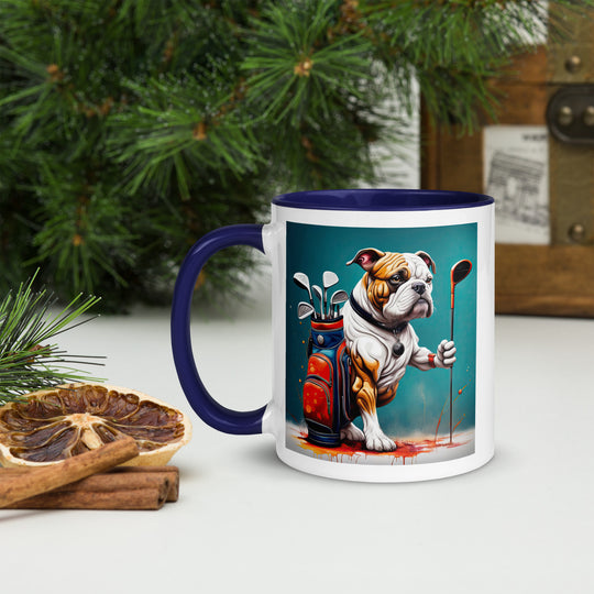 Bulldog Golfer- Mug with Color Inside V4