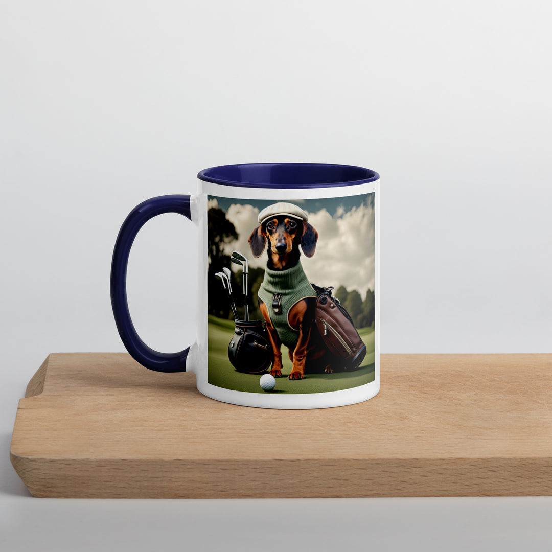 Dachshund Golfer- Mug with Color Inside