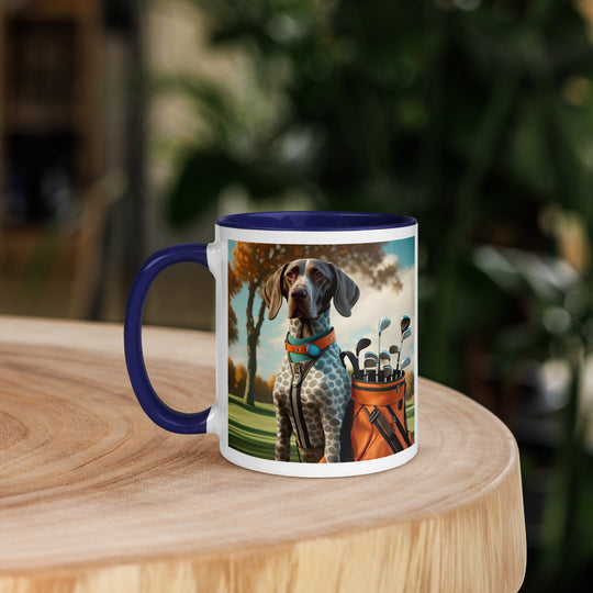 German Shorthaired Pointer Golfer- Mug with Color Inside