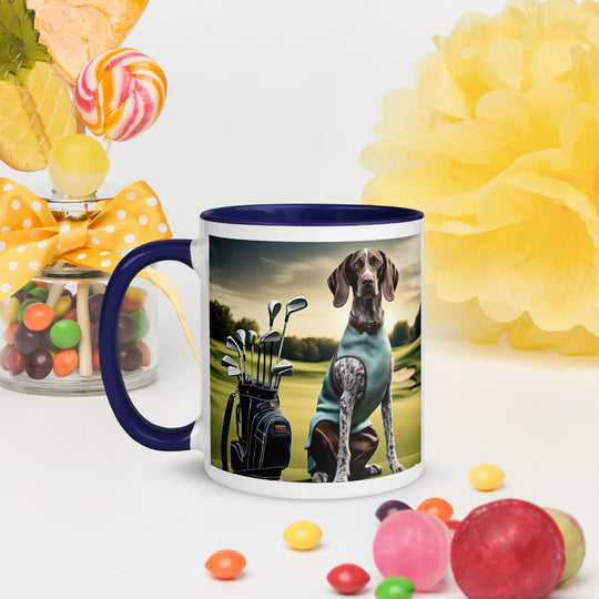 German Shorthaired Pointer Golfer- Mug with Color Inside v2