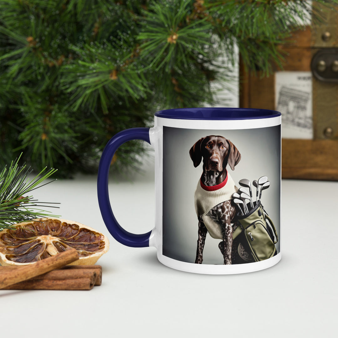 German Shorthaired Pointer Golfer- Mug with Color Inside v4