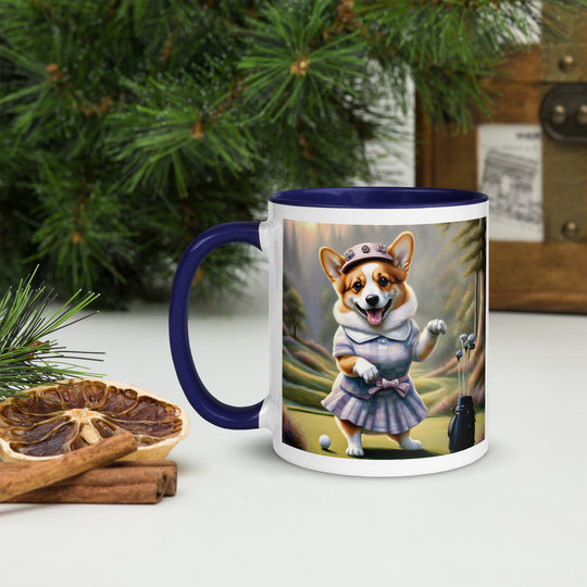 Pembroke Welsh Corgi Golfer- Mug with Color Inside v2