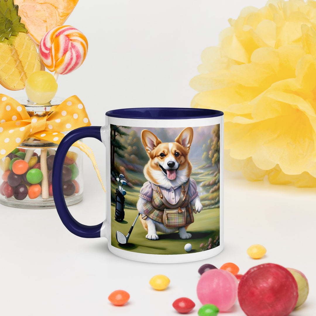 Pembroke Welsh Corgi Golfer- Mug with Color Inside v3