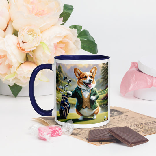 Pembroke Welsh Corgi Golfer- Mug with Color Inside v4