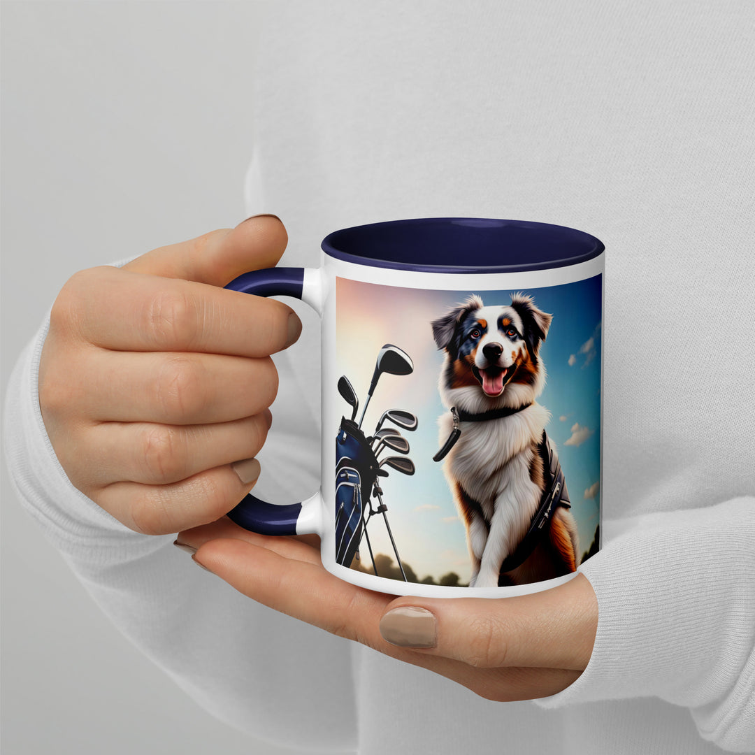 Australian Shepherd Golfer- Mug with Color Inside