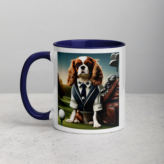 Cavalier King Charles Spaniel Golfer- Mug with Color Inside v3