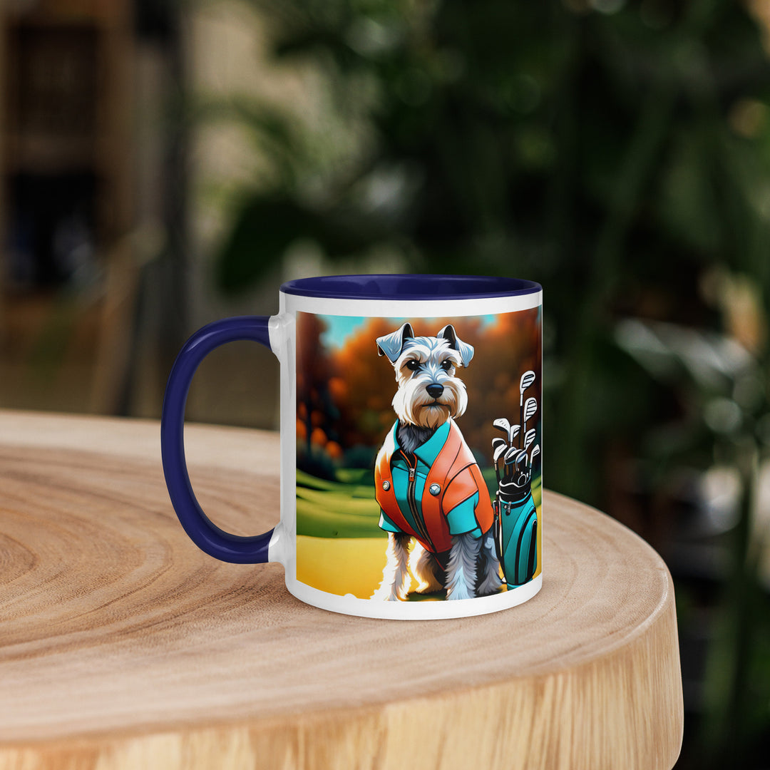 Miniature Schnauzer Golfer- Mug with Color Inside v2