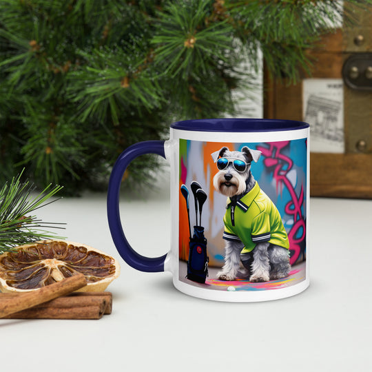 Miniature Schnauzer Golfer- Mug with Color Inside v3