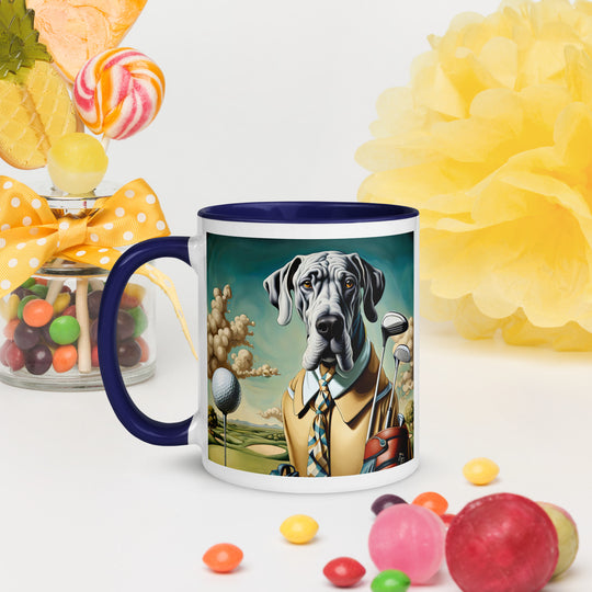 Great Dane Golfer- Mug with Color Inside v2