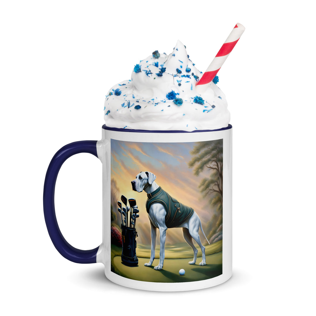 Great Dane Golfer- Mug with Color Inside v3