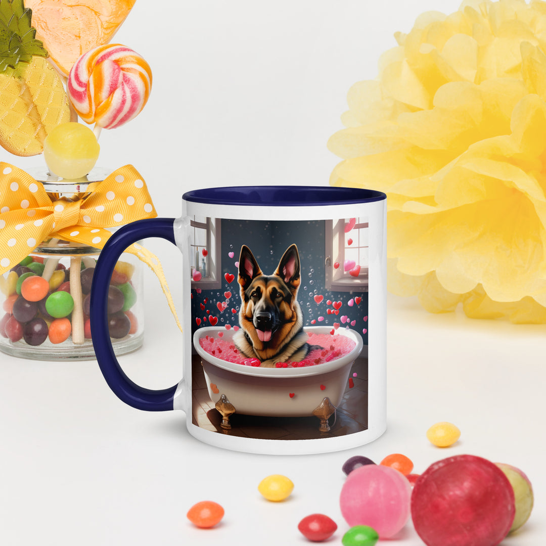 German Shepherd Romantic- Mug with Color Inside v3