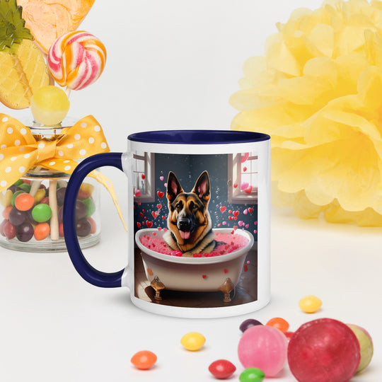 German Shepherd Romantic- Mug with Color Inside v3