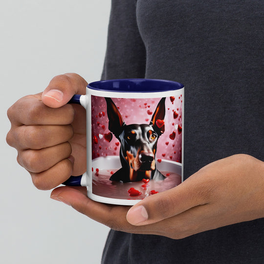 Doberman Pinscher Romantic- Mug with Color Inside v2