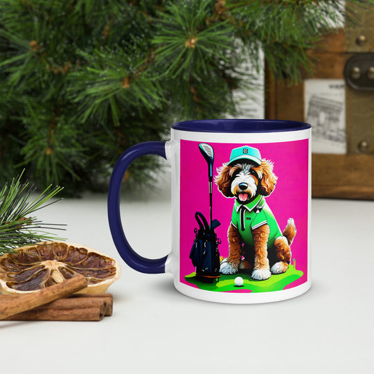 Bernedoodle Golfer- Mug with Color Inside v2