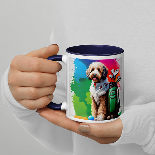 Bernedoodle Golfer- Mug with Color Inside v3