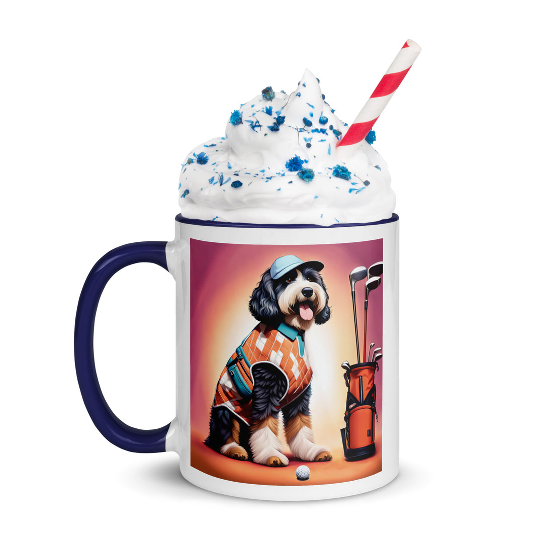 Bernedoodle Golfer- Mug with Color Inside v4