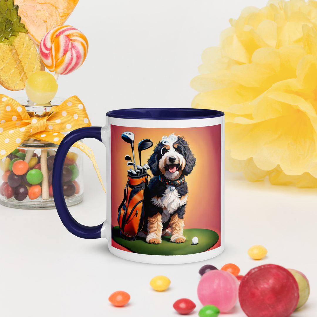 Bernedoodle Golfer- Mug with Color Inside v5