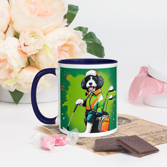 Bernedoodle Golfer- Mug with Color Inside v8