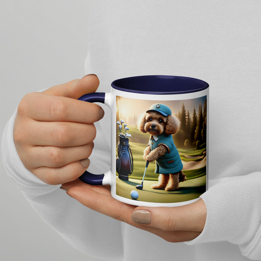 Cavapoo Golfer- Mug with Color Inside v5