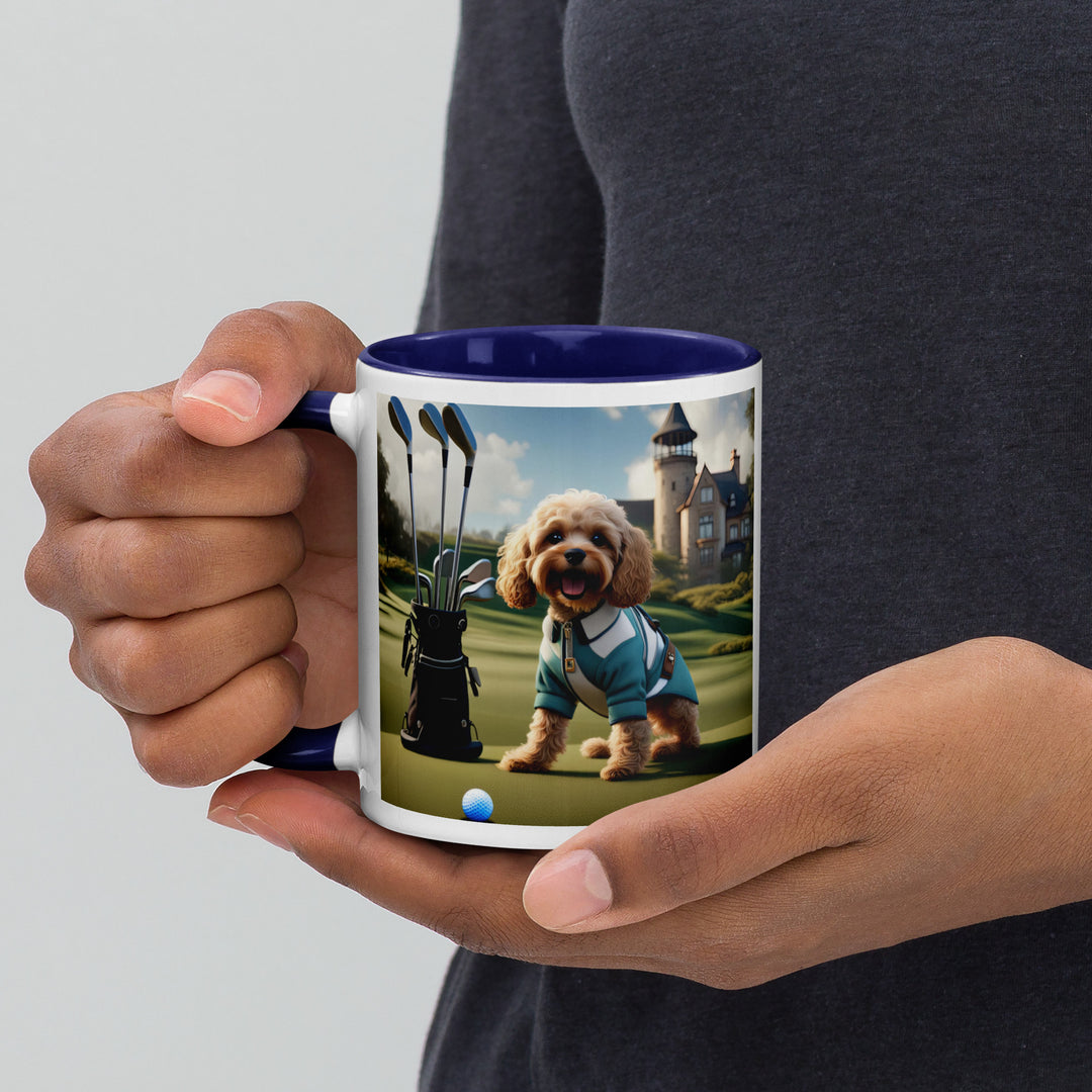 Cavapoo Golfer- Mug with Color Inside v6
