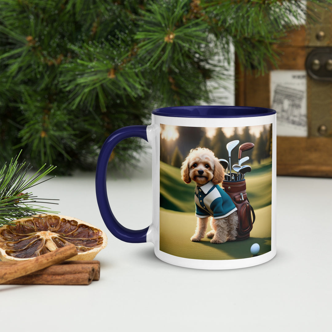 Cavapoo Golfer- Mug with Color Inside v8