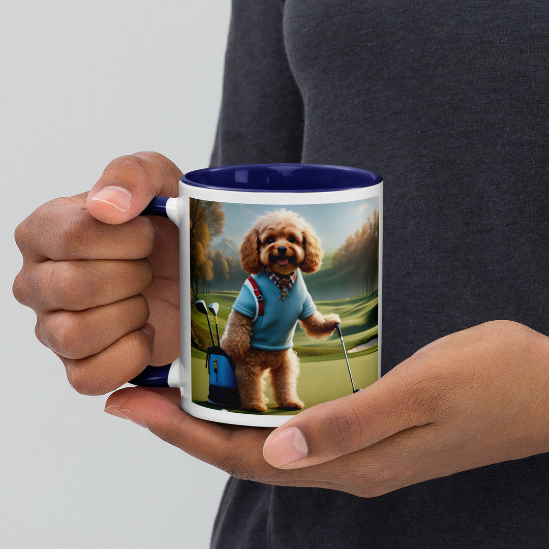 Cavapoo Golfer- Mug with Color Inside v7